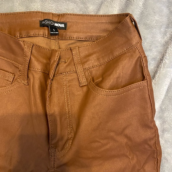 Fashion Nova Faux Leather Pants- Tan - Picture 2 of 3